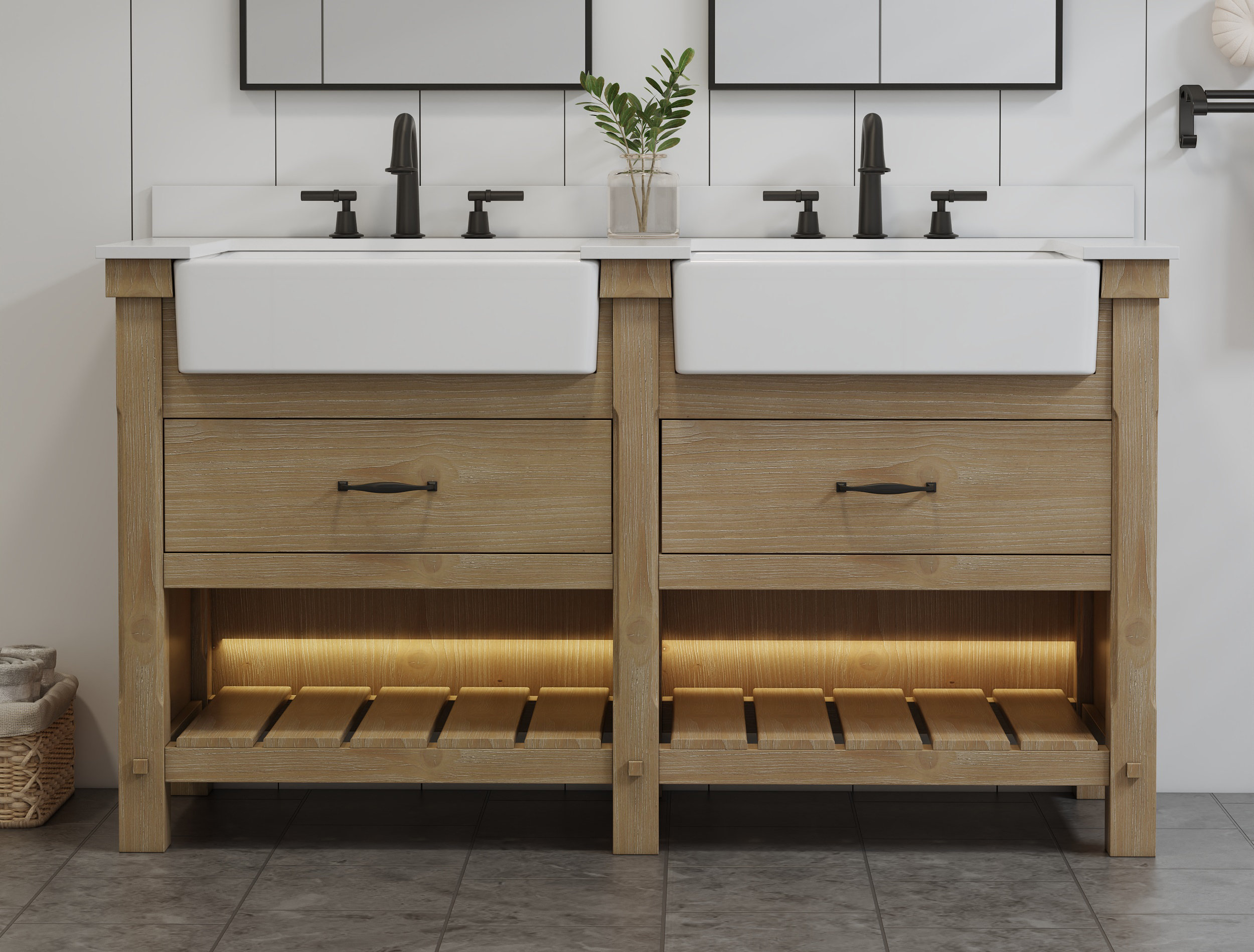 Orren Ellis Modern Farmhouse 60" Double Bathroom Vanity with White